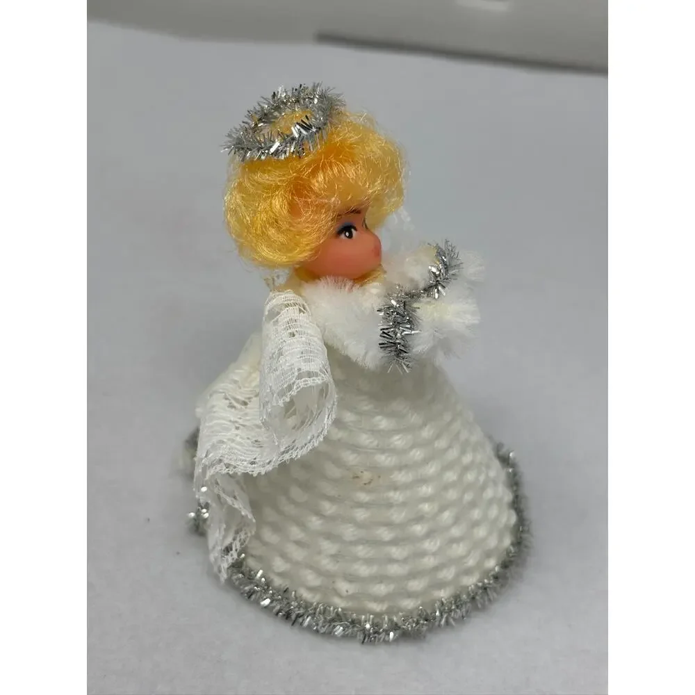 Vtg 60's Handmade Knitted Dress Rubber Face Pixie Angel Christmas Ornament Japan